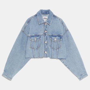 Zara Acid Wash Cropped Denim Jacket